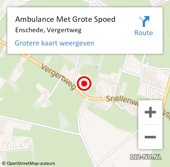 Locatie op kaart van de 112 melding: Ambulance Met Grote Spoed Naar Enschede, Vergertweg op 14 april 2022 13:25