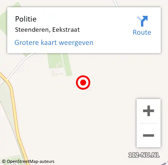 Locatie op kaart van de 112 melding: Politie Steenderen, Eekstraat op 14 april 2022 14:12