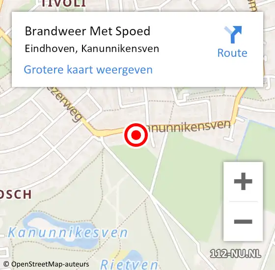 Locatie op kaart van de 112 melding: Brandweer Met Spoed Naar Eindhoven, Kanunnikensven op 14 april 2022 15:28