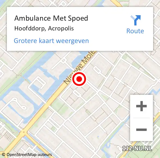 Locatie op kaart van de 112 melding: Ambulance Met Spoed Naar Hoofddorp, Acropolis op 14 april 2022 16:10
