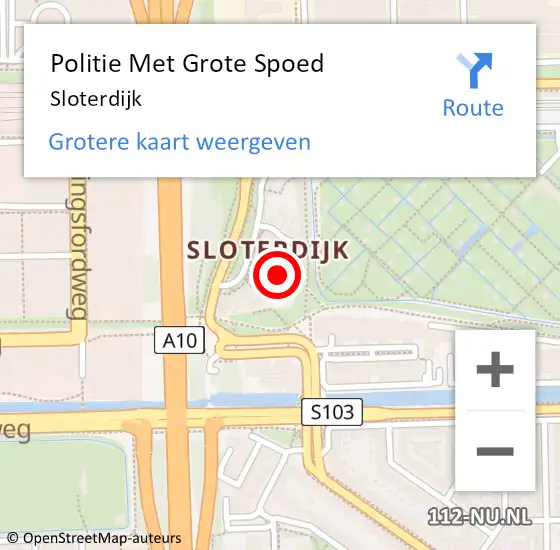 Locatie op kaart van de 112 melding: Politie Met Grote Spoed Naar Sloterdijk op 14 april 2022 17:10