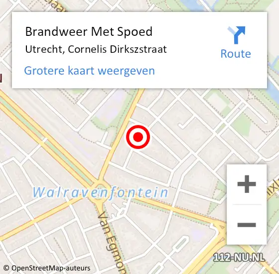 Locatie op kaart van de 112 melding: Brandweer Met Spoed Naar Utrecht, Cornelis Dirkszstraat op 14 april 2022 20:13