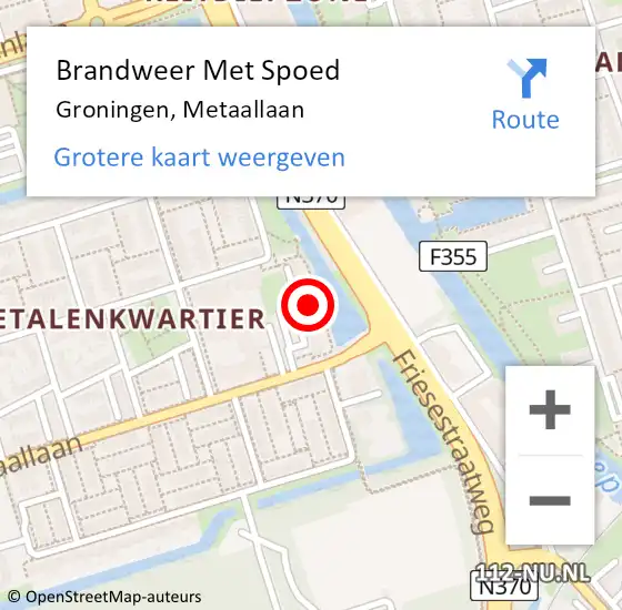 Locatie op kaart van de 112 melding: Brandweer Met Spoed Naar Groningen, Metaallaan op 14 april 2022 23:24