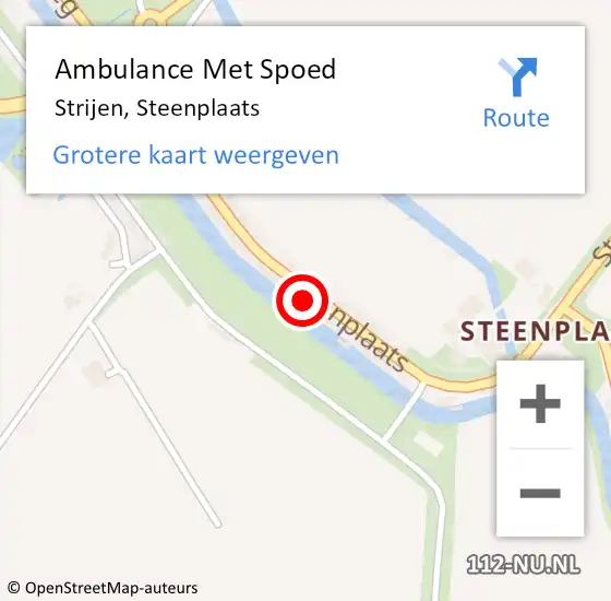 Locatie op kaart van de 112 melding: Ambulance Met Spoed Naar Strijen, Steenplaats op 15 april 2022 00:17