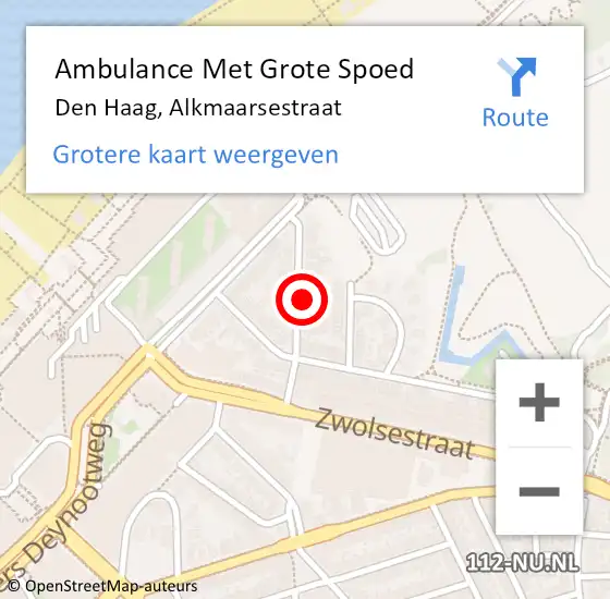 Locatie op kaart van de 112 melding: Ambulance Met Grote Spoed Naar Den Haag, Alkmaarsestraat op 15 april 2022 00:35