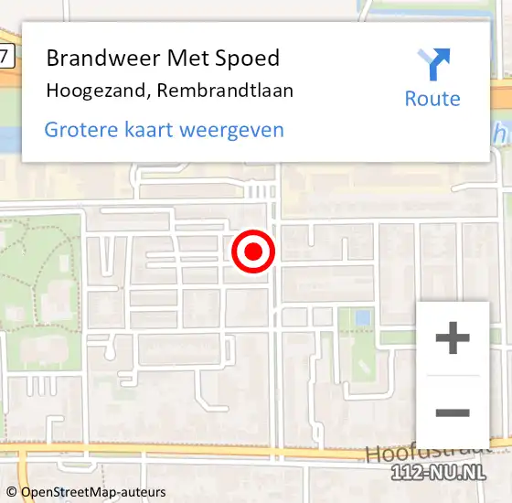 Locatie op kaart van de 112 melding: Brandweer Met Spoed Naar Hoogezand, Rembrandtlaan op 15 april 2022 00:46