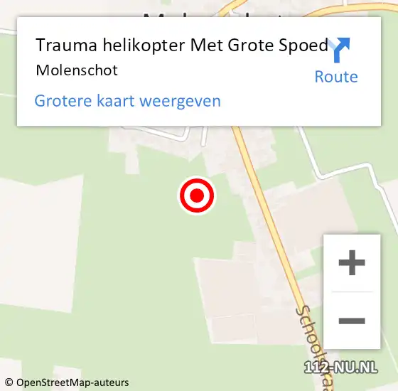 Locatie op kaart van de 112 melding: Trauma helikopter Met Grote Spoed Naar Molenschot op 15 april 2022 07:51