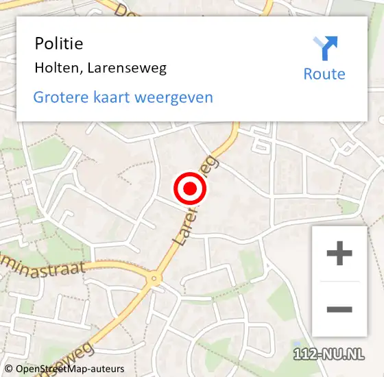 Locatie op kaart van de 112 melding: Politie Holten, Larenseweg op 15 april 2022 08:40