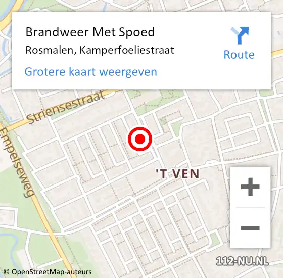 Locatie op kaart van de 112 melding: Brandweer Met Spoed Naar Rosmalen, Kamperfoeliestraat op 15 april 2022 11:23