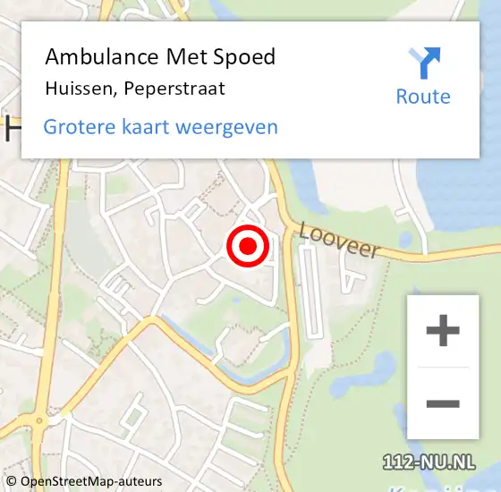 Locatie op kaart van de 112 melding: Ambulance Met Spoed Naar Huissen, Peperstraat op 15 april 2022 13:17