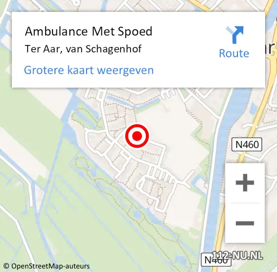 Locatie op kaart van de 112 melding: Ambulance Met Spoed Naar Ter Aar, van Schagenhof op 15 april 2022 13:44