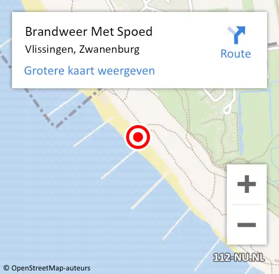 Locatie op kaart van de 112 melding: Brandweer Met Spoed Naar Vlissingen, Zwanenburg op 15 april 2022 18:35
