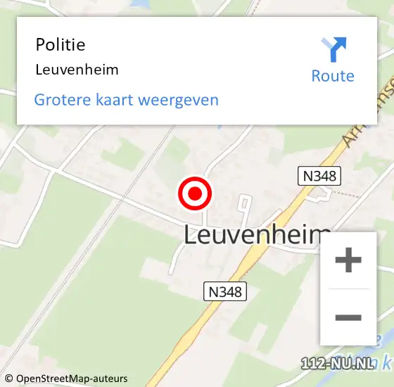 Locatie op kaart van de 112 melding: Politie Leuvenheim op 15 april 2022 19:27