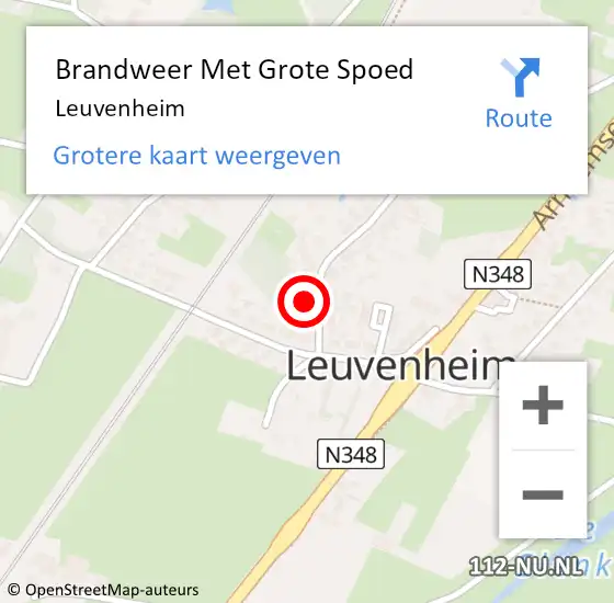 Locatie op kaart van de 112 melding: Brandweer Met Grote Spoed Naar Leuvenheim op 15 april 2022 19:31
