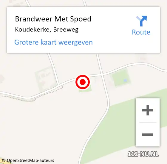 Locatie op kaart van de 112 melding: Brandweer Met Spoed Naar Koudekerke, Breeweg op 15 april 2022 20:03