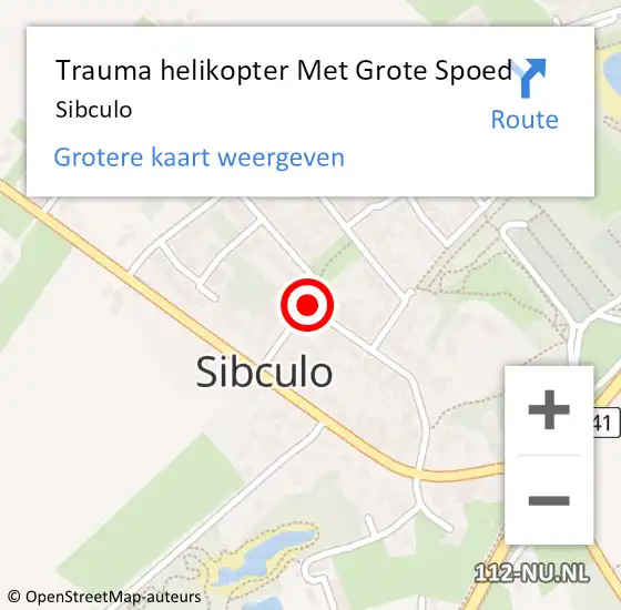 Locatie op kaart van de 112 melding: Trauma helikopter Met Grote Spoed Naar Sibculo op 15 april 2022 22:43