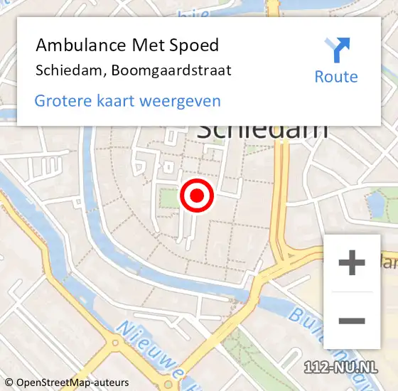 Locatie op kaart van de 112 melding: Ambulance Met Spoed Naar Schiedam, Boomgaardstraat op 16 april 2022 13:30