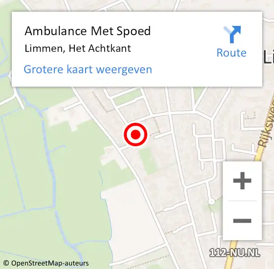 Locatie op kaart van de 112 melding: Ambulance Met Spoed Naar Limmen, Het Achtkant op 16 april 2022 13:47
