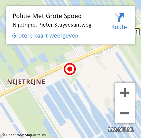 Locatie op kaart van de 112 melding: Politie Met Grote Spoed Naar Nijetrijne, Pieter Stuyvesantweg op 16 april 2022 13:59