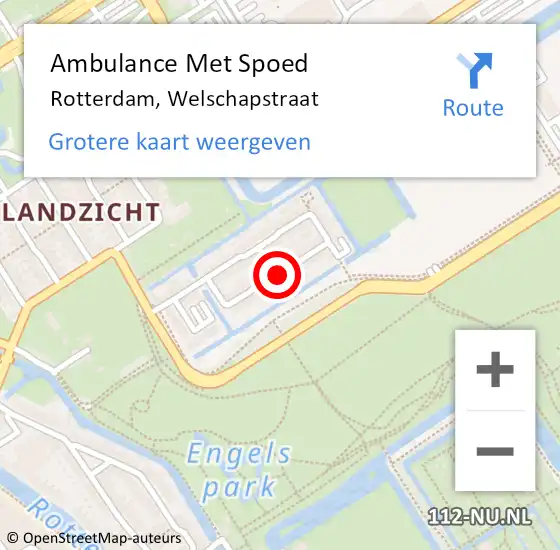 Locatie op kaart van de 112 melding: Ambulance Met Spoed Naar Rotterdam, Welschapstraat op 16 april 2022 14:19