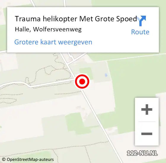 Locatie op kaart van de 112 melding: Trauma helikopter Met Grote Spoed Naar Halle, Wolfersveenweg op 16 april 2022 15:04