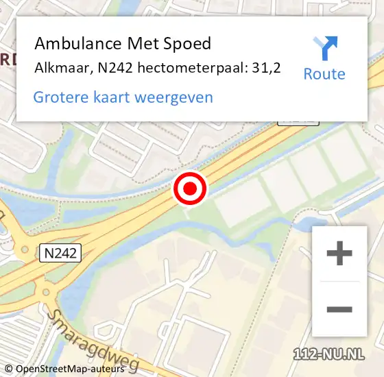 Locatie op kaart van de 112 melding: Ambulance Met Spoed Naar Alkmaar, N242 hectometerpaal: 31,2 op 16 april 2022 15:07