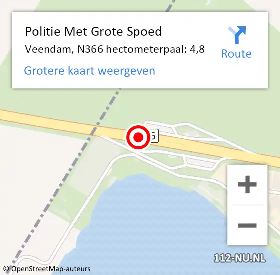 Locatie op kaart van de 112 melding: Politie Met Grote Spoed Naar Veendam, N366 hectometerpaal: 4,8 op 16 april 2022 22:21