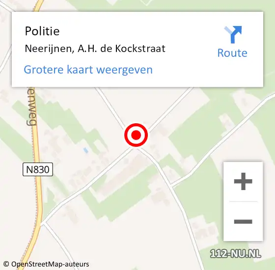 Locatie op kaart van de 112 melding: Politie Neerijnen, A.H. de Kockstraat op 17 april 2022 03:29
