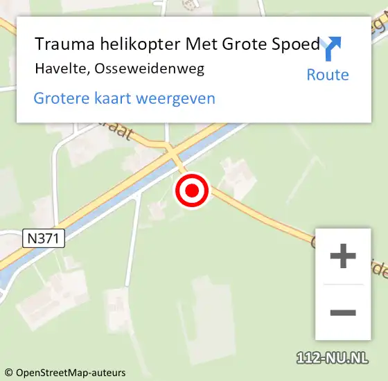 Locatie op kaart van de 112 melding: Trauma helikopter Met Grote Spoed Naar Havelte, Osseweidenweg op 17 april 2022 05:43