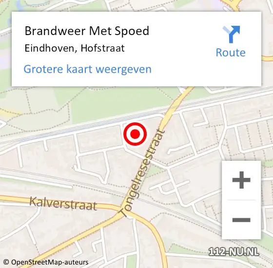 Locatie op kaart van de 112 melding: Brandweer Met Spoed Naar Eindhoven, Hofstraat op 17 april 2022 06:47