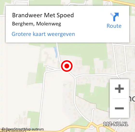 Locatie op kaart van de 112 melding: Brandweer Met Spoed Naar Berghem, Molenweg op 17 april 2022 09:56