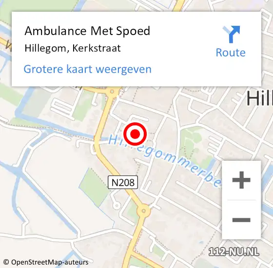 Locatie op kaart van de 112 melding: Ambulance Met Spoed Naar Hillegom, Kerkstraat op 17 april 2022 10:33