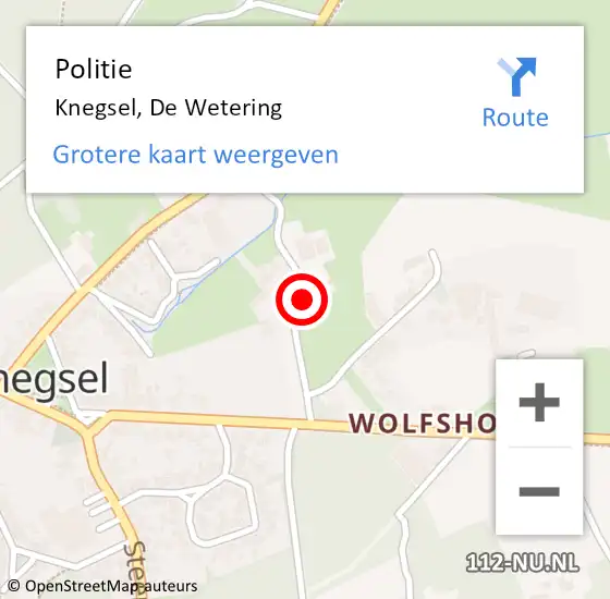 Locatie op kaart van de 112 melding: Politie Knegsel, De Wetering op 17 april 2022 13:20