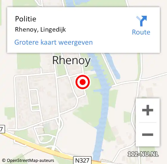 Locatie op kaart van de 112 melding: Politie Rhenoy, Lingedijk op 17 april 2022 13:59