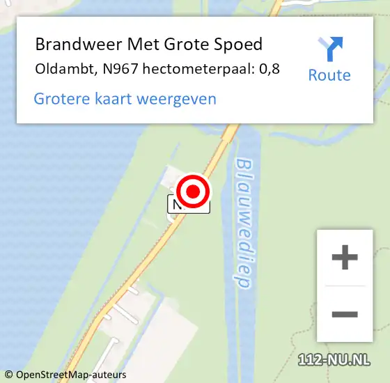 Locatie op kaart van de 112 melding: Brandweer Met Grote Spoed Naar Oldambt, N967 hectometerpaal: 0,8 op 17 april 2022 14:44