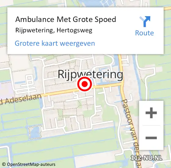 Locatie op kaart van de 112 melding: Ambulance Met Grote Spoed Naar Rijpwetering, Hertogsweg op 17 april 2022 15:53