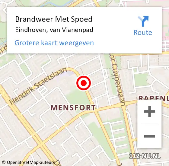 Locatie op kaart van de 112 melding: Brandweer Met Spoed Naar Eindhoven, van Vianenpad op 17 april 2022 16:58