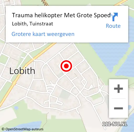 Locatie op kaart van de 112 melding: Trauma helikopter Met Grote Spoed Naar Lobith, Tuinstraat op 17 april 2022 18:17