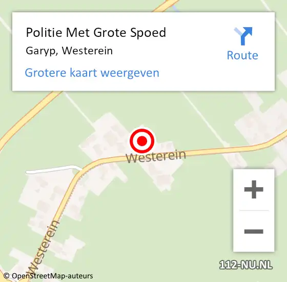 Locatie op kaart van de 112 melding: Politie Met Grote Spoed Naar Garyp, Westerein op 17 april 2022 18:45