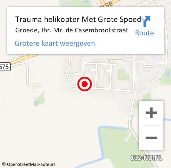 Locatie op kaart van de 112 melding: Trauma helikopter Met Grote Spoed Naar Groede, Jhr. Mr. de Casembrootstraat op 17 april 2022 19:02