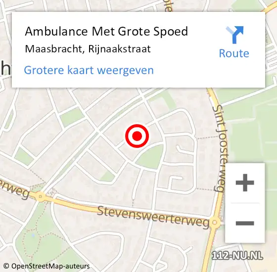Locatie op kaart van de 112 melding: Ambulance Met Grote Spoed Naar Maasbracht, Rijnaakstraat op 17 april 2022 20:48