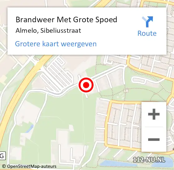 Locatie op kaart van de 112 melding: Brandweer Met Grote Spoed Naar Almelo, Sibeliusstraat op 17 april 2022 20:53