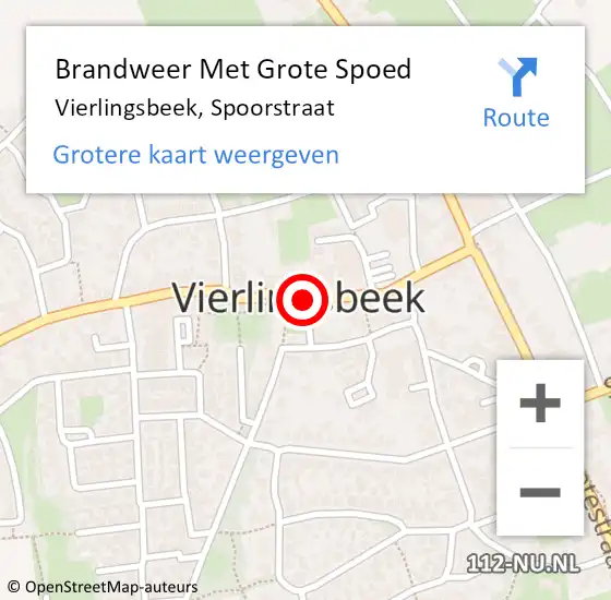 Locatie op kaart van de 112 melding: Brandweer Met Grote Spoed Naar Vierlingsbeek, Spoorstraat op 17 april 2022 21:12