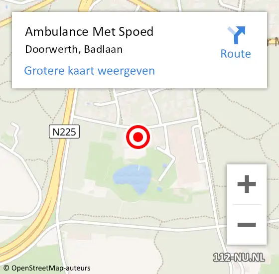 Locatie op kaart van de 112 melding: Ambulance Met Spoed Naar Doorwerth, Badlaan op 17 april 2022 21:51