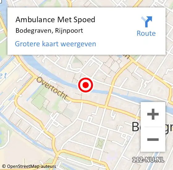 Locatie op kaart van de 112 melding: Ambulance Met Spoed Naar Bodegraven, Rijnpoort op 18 april 2022 01:19