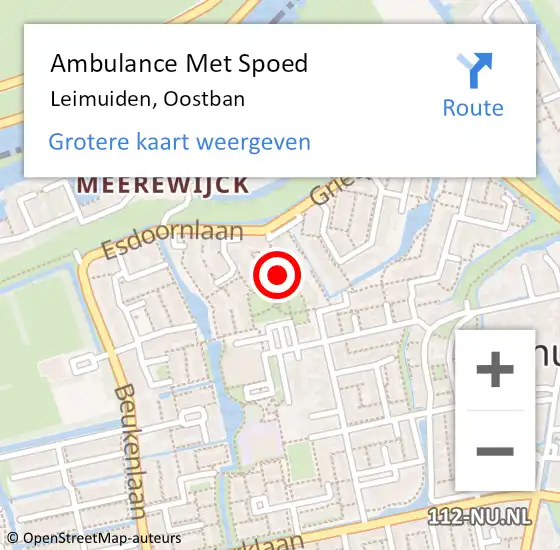 Locatie op kaart van de 112 melding: Ambulance Met Spoed Naar Leimuiden, Oostban op 18 april 2022 09:08