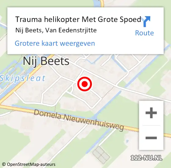 Locatie op kaart van de 112 melding: Trauma helikopter Met Grote Spoed Naar Nij Beets, Van Eedenstrjitte op 18 april 2022 09:17