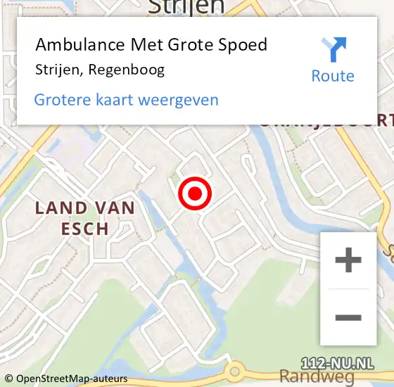 Locatie op kaart van de 112 melding: Ambulance Met Grote Spoed Naar Strijen, Regenboog op 18 april 2022 10:38