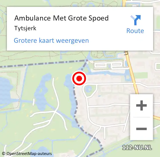 Locatie op kaart van de 112 melding: Ambulance Met Grote Spoed Naar Tytsjerk op 18 april 2022 11:12