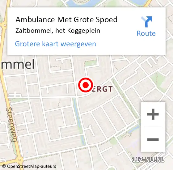 Locatie op kaart van de 112 melding: Ambulance Met Grote Spoed Naar Zaltbommel, het Koggeplein op 18 april 2022 11:36